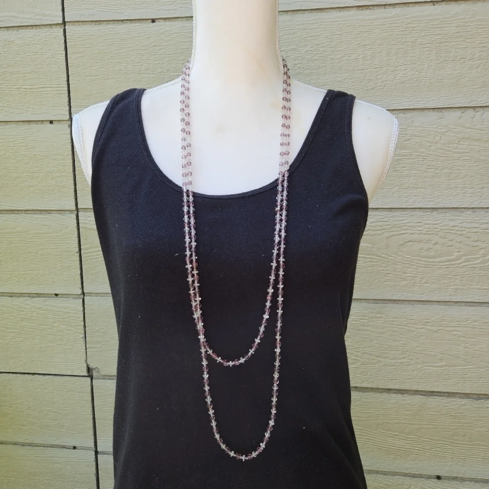 long clear and purple flapper beads